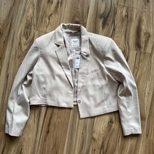 ✨NWT Abercrombie & Fitch Beige Cream Cropped Jacket Elegant Women's Blazer large